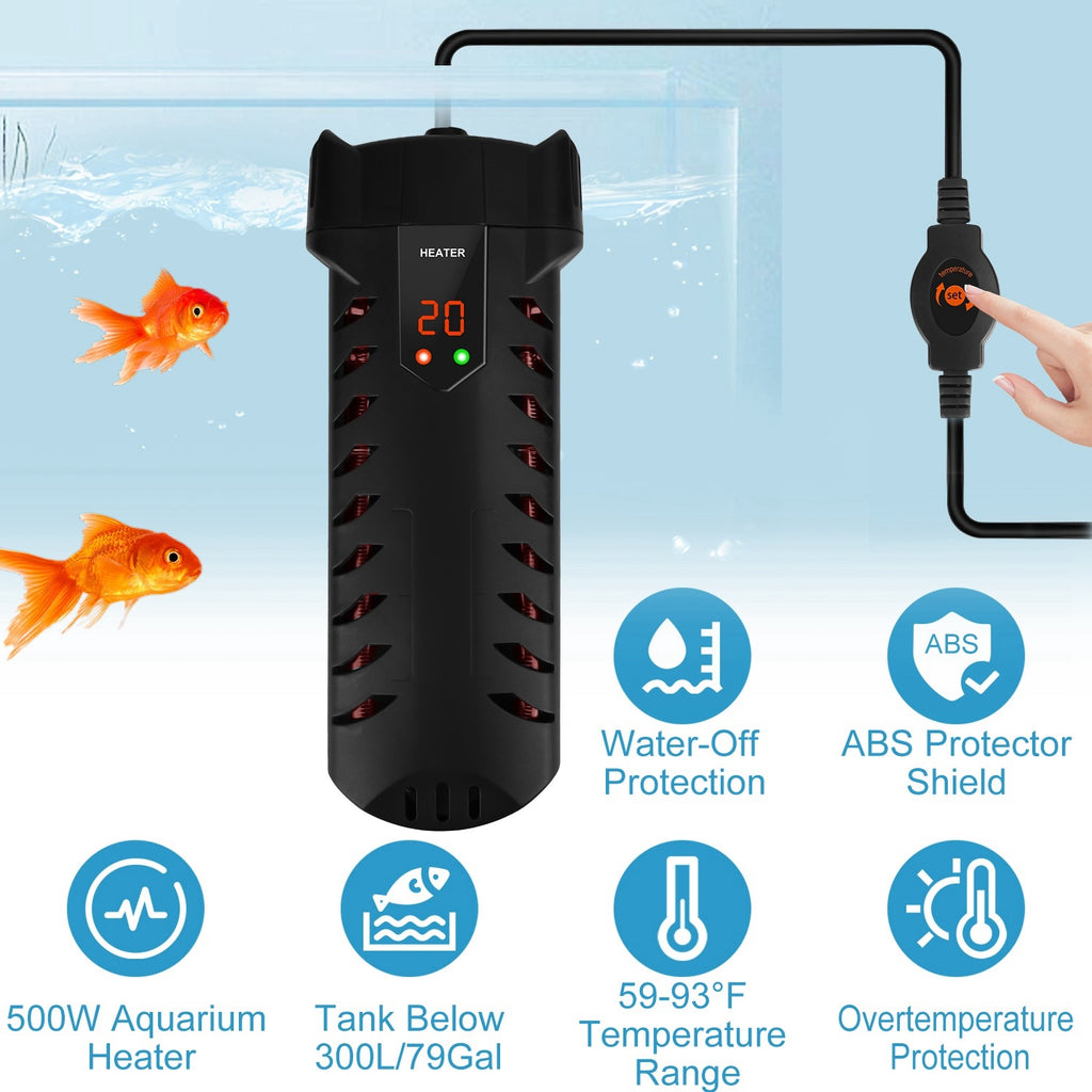 500W Submersible Aquarium Heater Temperature Adjustable External Controller
