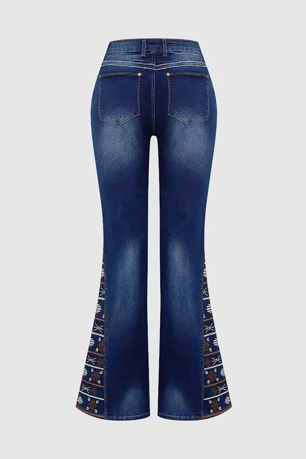Women's High-Waist Heavily Ripped Jeans, Wide-Leg Full-Length Jeans