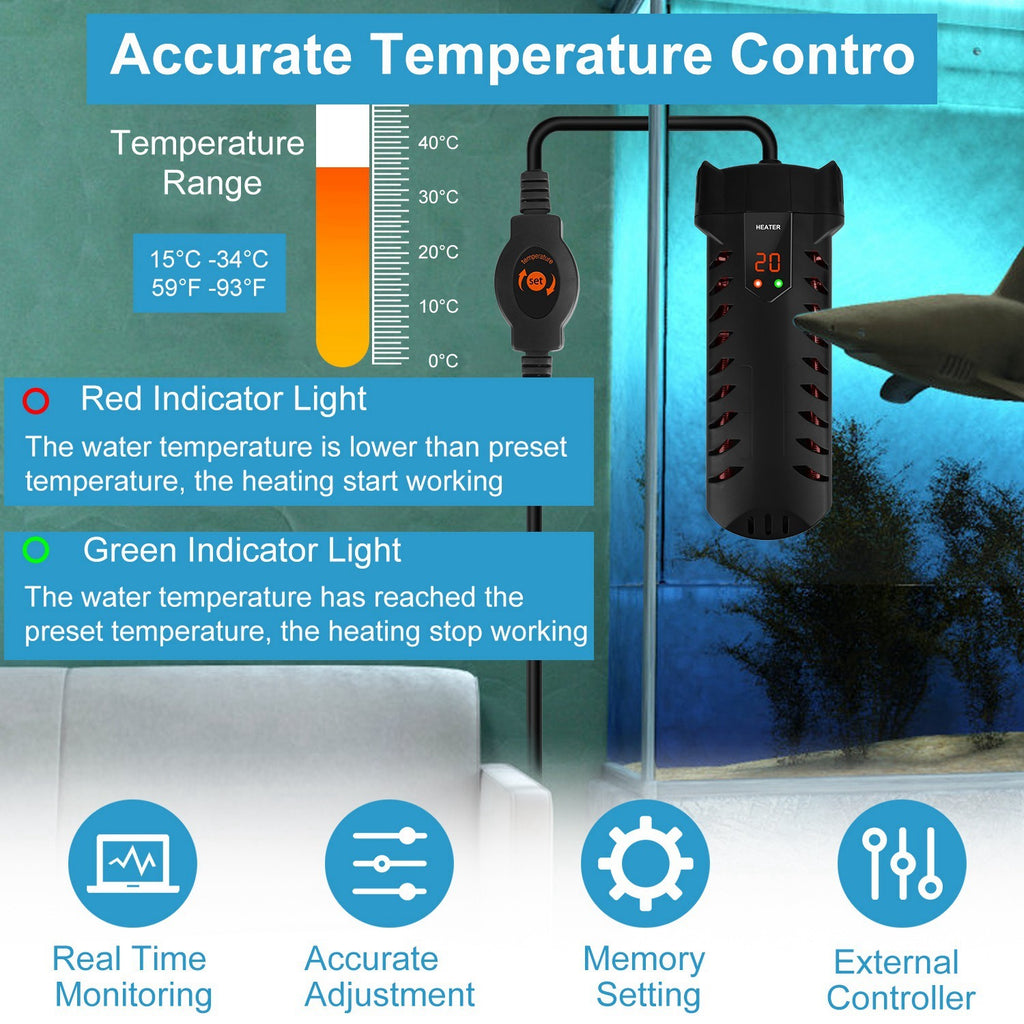 500W Submersible Aquarium Heater Temperature Adjustable External Controller