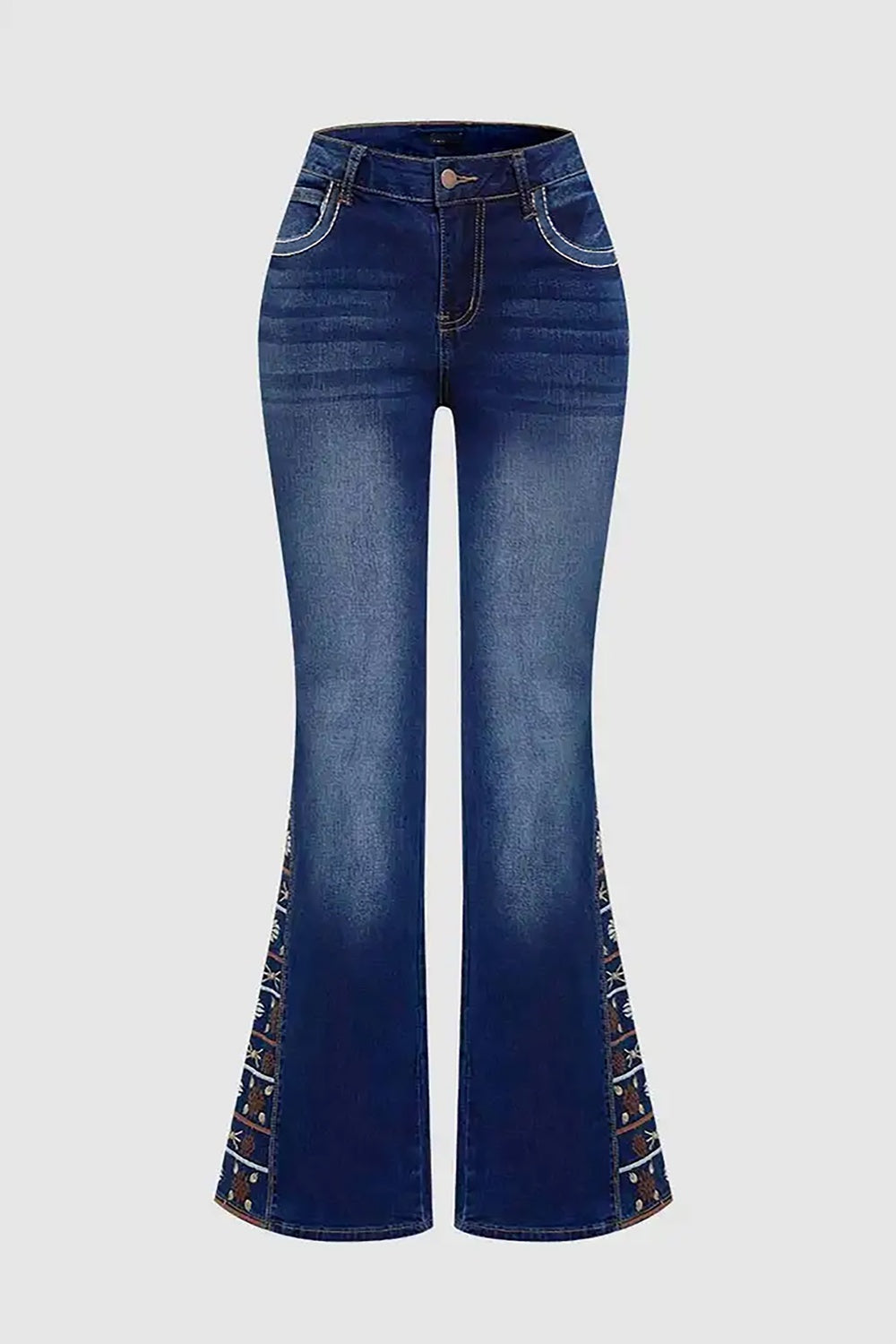 Women's High-Waist Heavily Ripped Jeans, Wide-Leg Full-Length Jeans