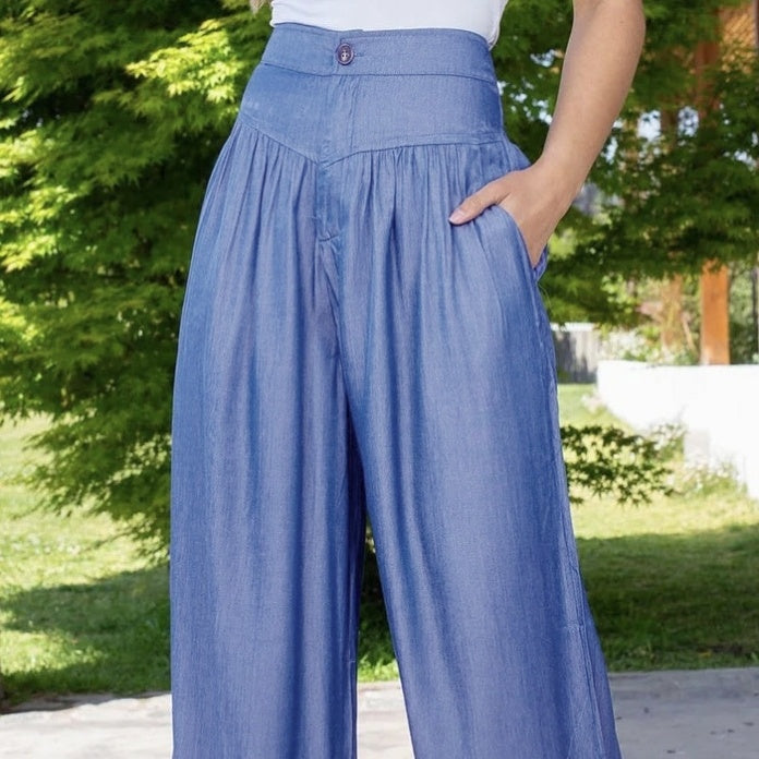 Ladies' High Waisted Pants, Solid Color Casual Loose Pants