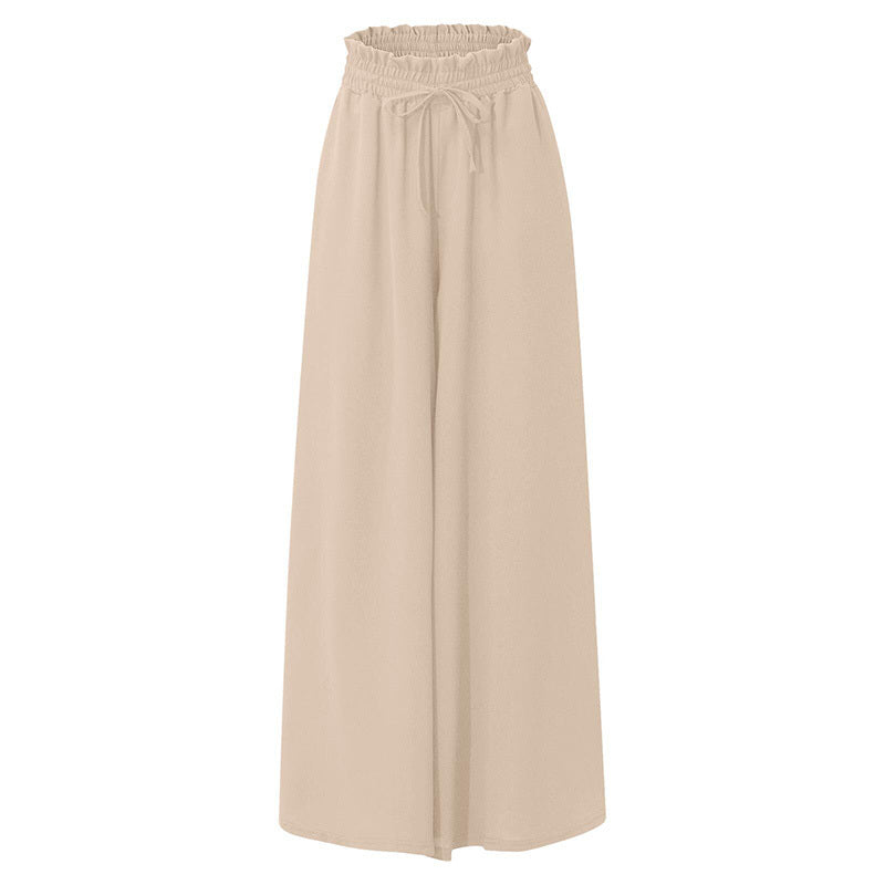 Women's High Waist Wide Leg Pants Elastic Drawstring Casual