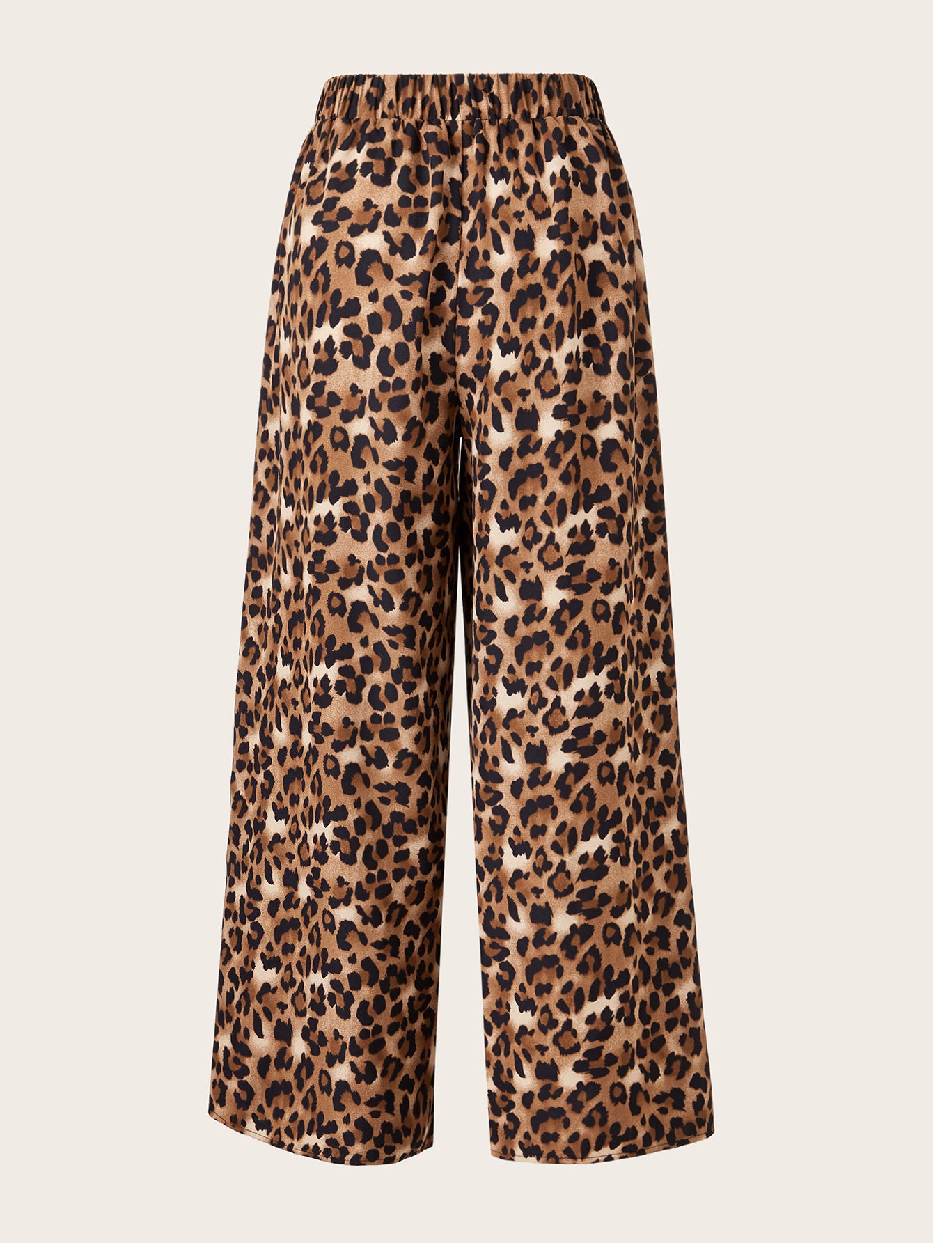 Women's Plus Size Leopard Print Wide Leg Pants - Elastic Waist