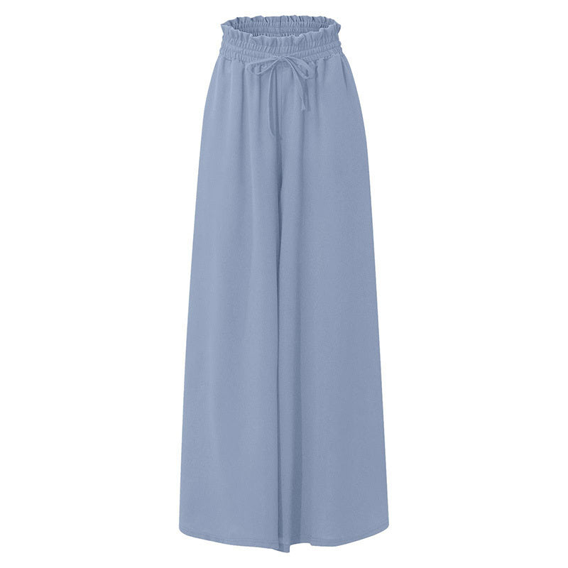 Women's High Waist Wide Leg Pants Elastic Drawstring Casual