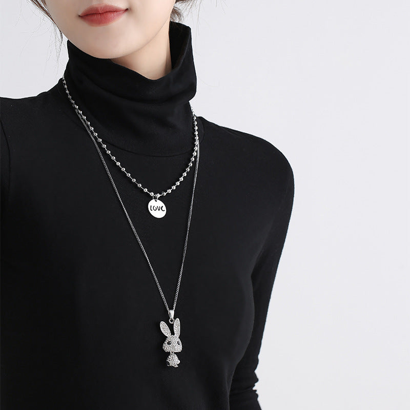 Double Decorative Titanium Steel Necklace Light Luxury