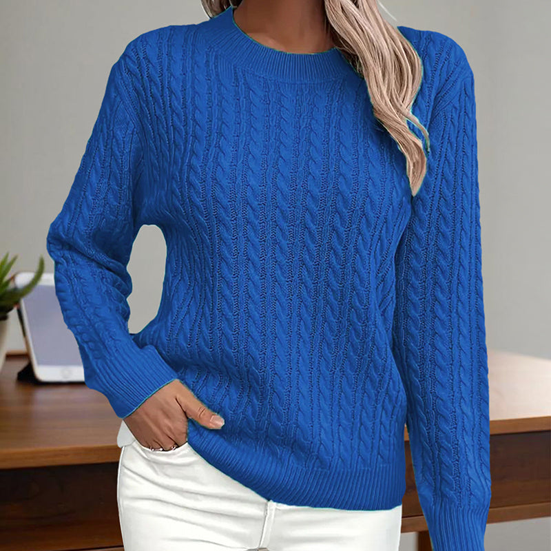 Womens Textured Long Sleeve Sweater Crewneck Pullover Dressy