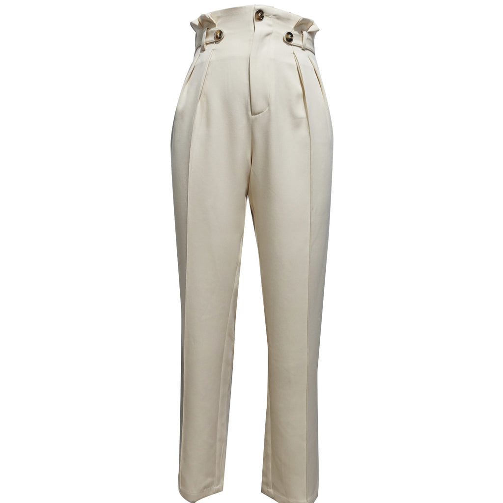 Ladies' Solid Color Casual Wide Leg Pants