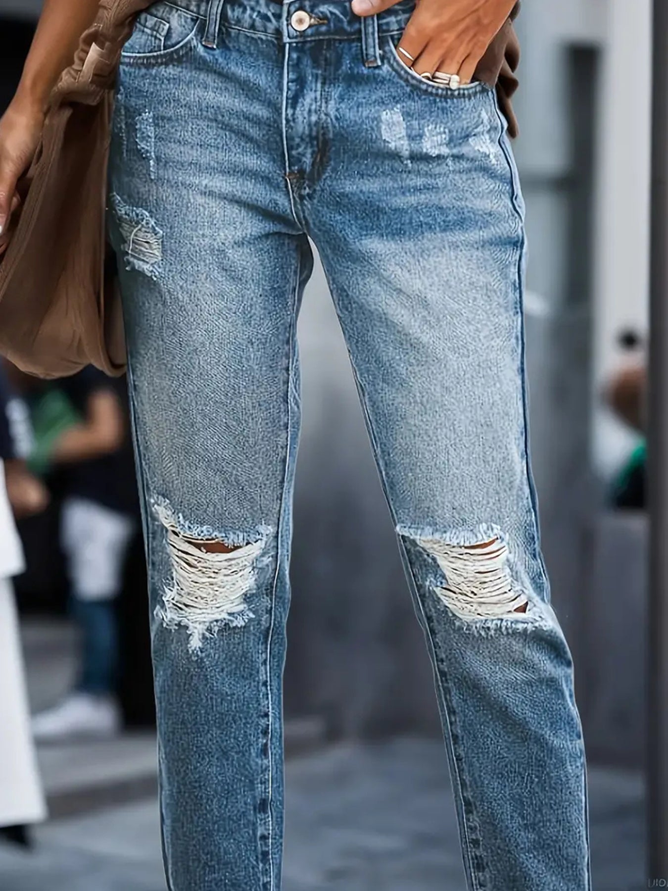 Stretchy Boyfriend Jeans For Women - Ripped