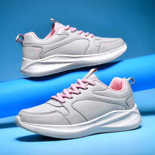 Baskets décontractées en cuir imperméable à semelle souple pour femmes