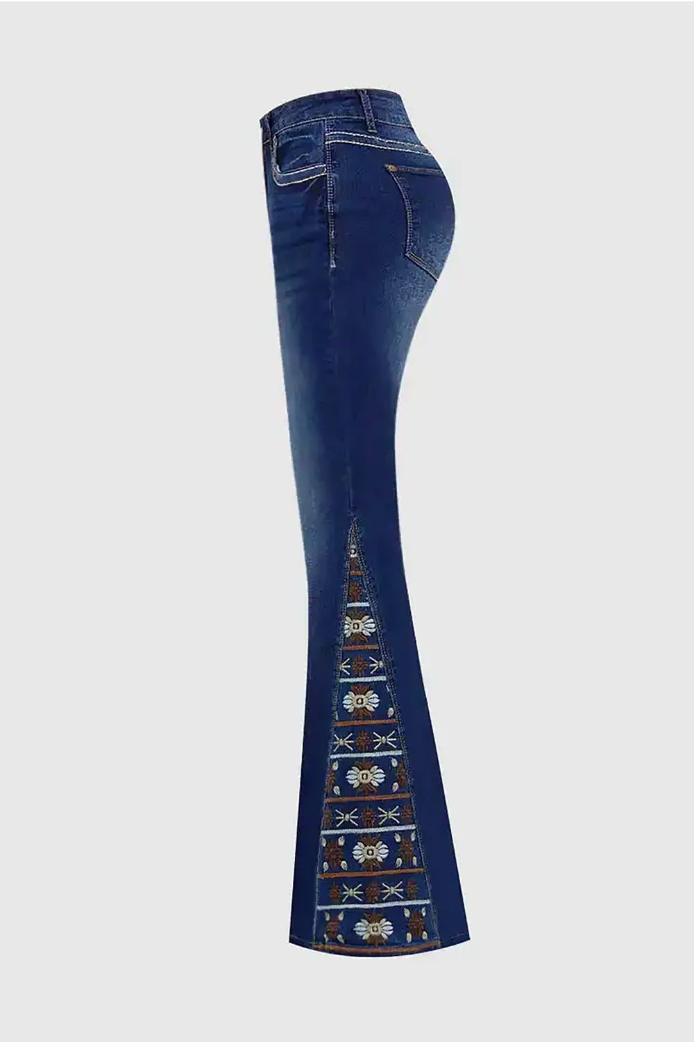 Women's High-Waist Heavily Ripped Jeans, Wide-Leg Full-Length Jeans