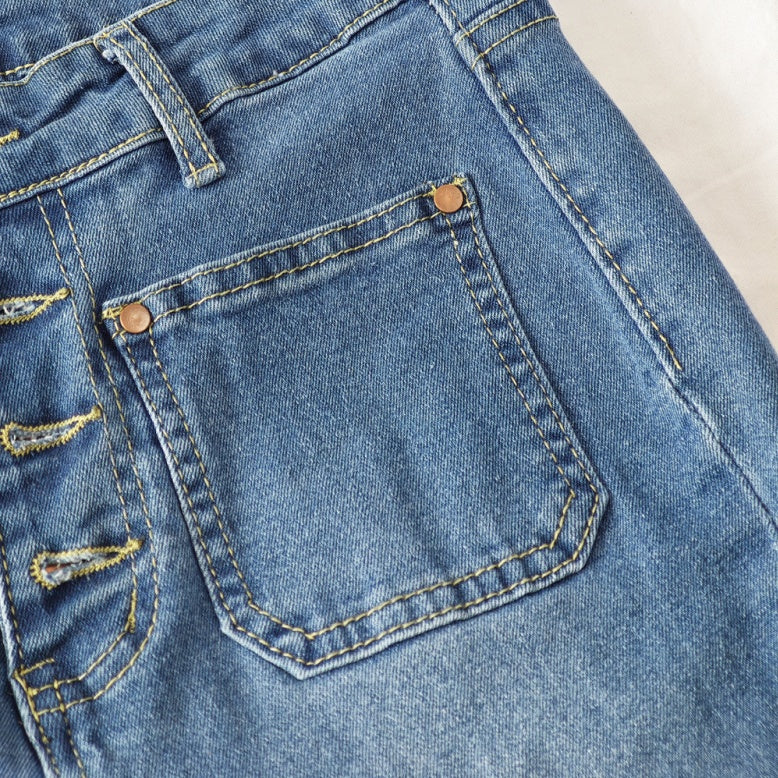 Women's High-Waist Star Patch Jeans, Wide-Leg Full-Length Jeans